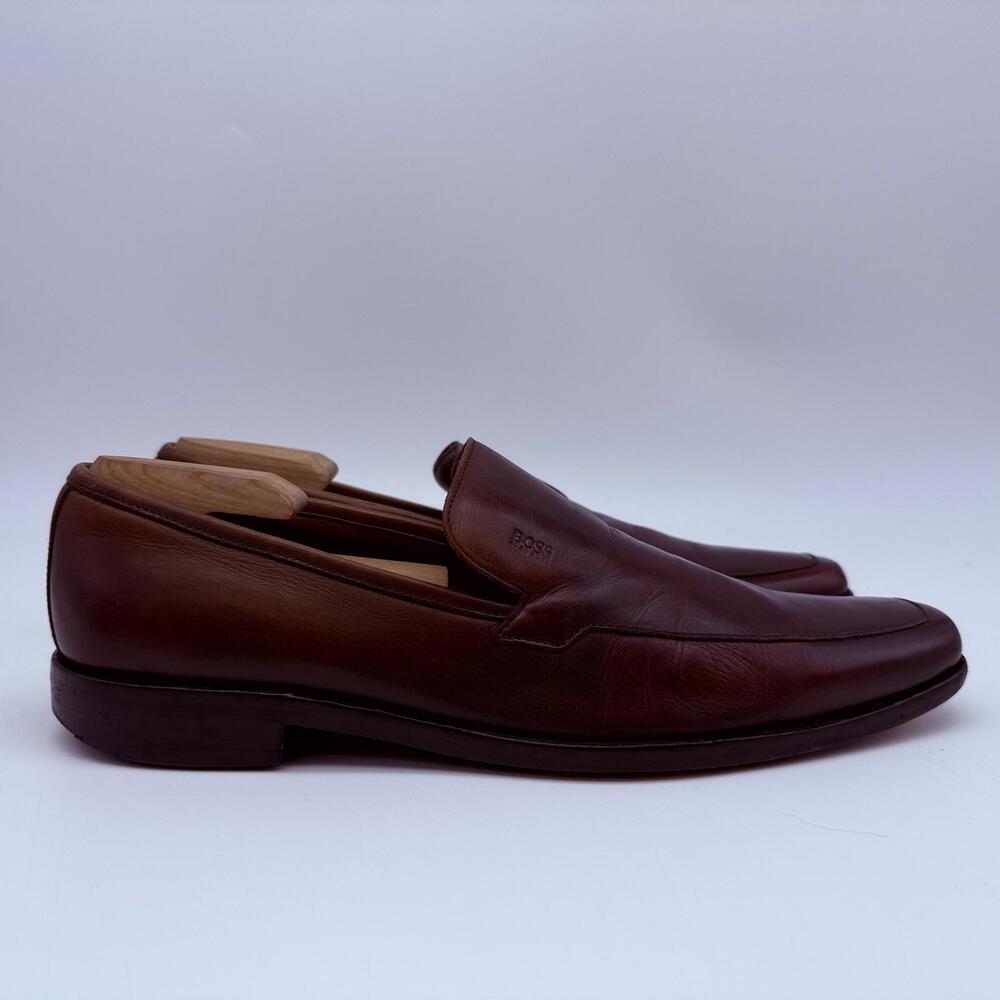 Hugo Boss Mens Brown Leather‎ Loafers Dress Shoes Size 9.5